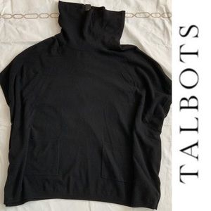 TALBOTS NWT 100% Cashmere cowlneck poncho Black 2X